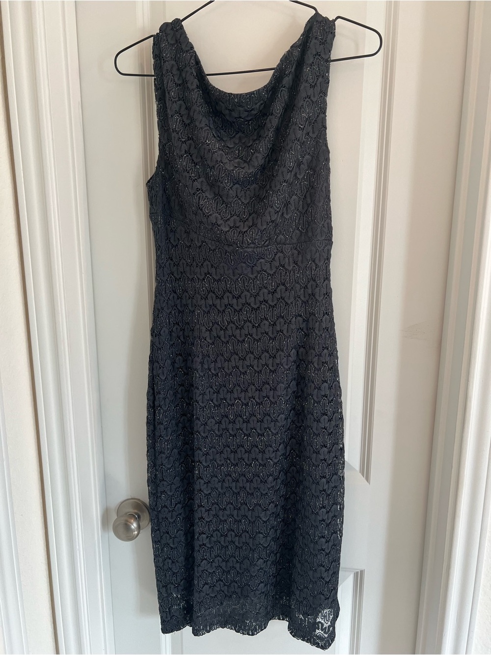 Connected Apparel women’s dark gray/charcoal lace sheath dress, size 8. - Picture 4 of 5